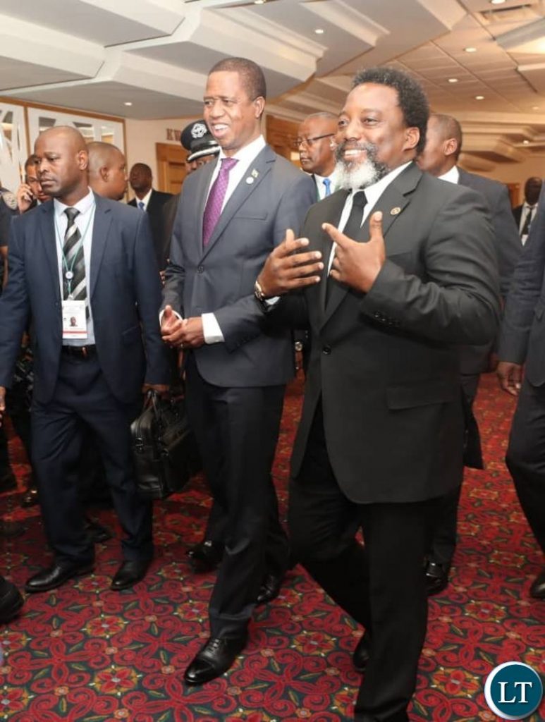 President Lungu with Democratic Republic of Congo(DCR) Joseph Kabila at the SADC Summit