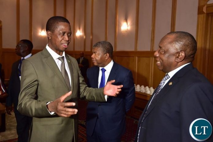 President Lungu with Cyril Ramaphosa of South Africa