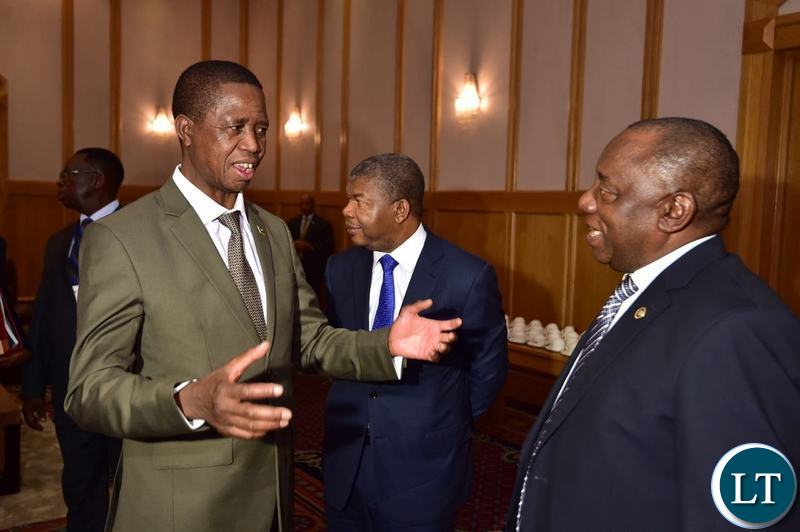 President Lungu with Cyril Ramaphosa of South Africa