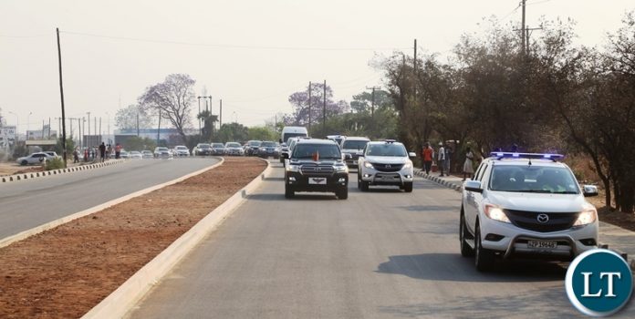 Presidential motorcade driving through the newly constructed great north road