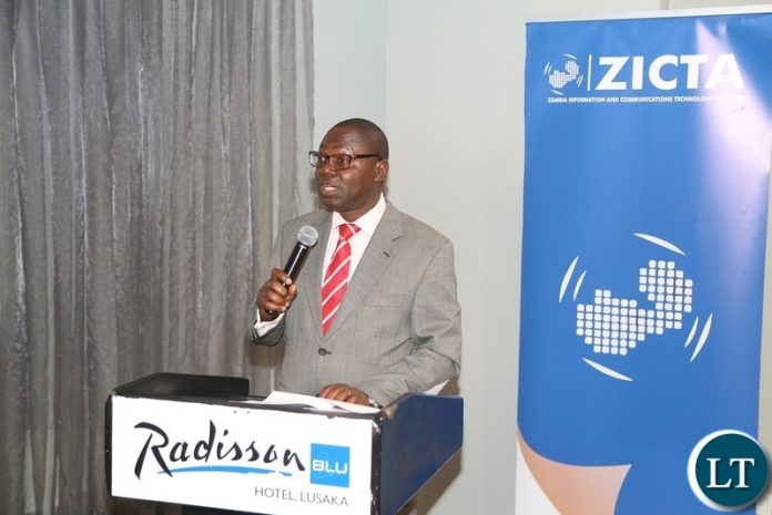 Zambia Information and Communication Technology Authority (ZICTA) Director- Economic Regulation Mulenga Chisanga delivering the speech during the ZICTA launch of the Child Sexual Abuse Portal at Radisson Blue