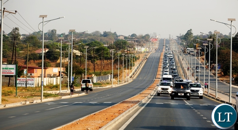 President Edgar Chagwa Lungu passes on Great North Road during the tour of Lusaka Roads under the L-400 Project on Saturday, September 15, 2018. PICTURE BY SALIM HENRY/STATE HOUSE 2018