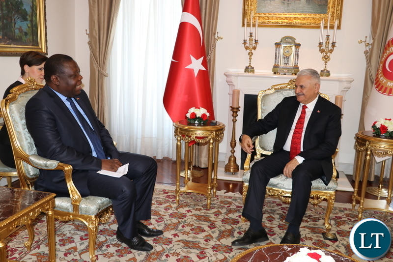 Zambia’s Ambassador to the Republic of Turkey, Dr Joseph Chilengi with Speaker of the Grand National Assembly of the Republic of Turkey, Binali Yildirim in Ankara
