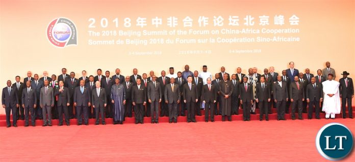President Lungu with Chinese President Xi Jinping and other African Head's of State shortly before the opening Forum on China-Africa Cooperation (FOCAC)