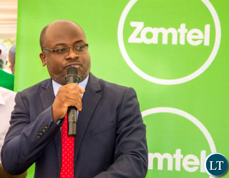 Zamtel CEO Sydney Mupeta speaking during the launch of a new Zamtel tower at Kakumbauzya in Petauke District