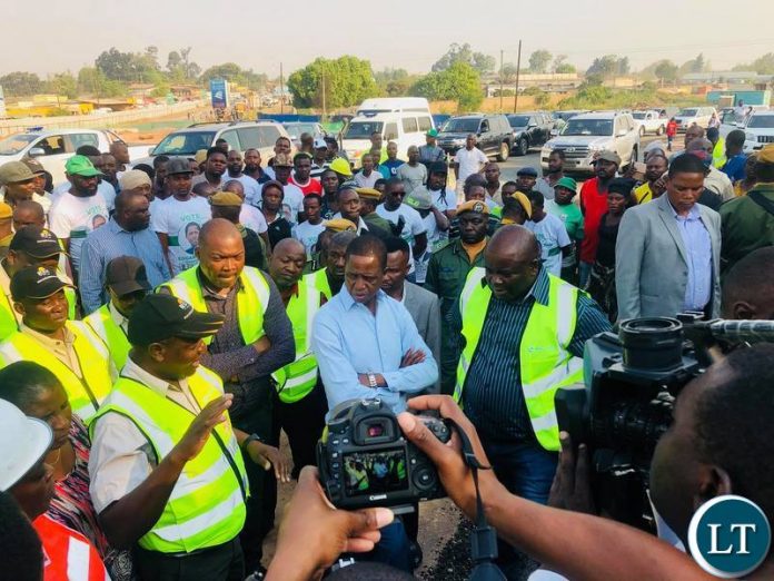 President Edgar Chagwa Lungu conducting an inspection tour of some selected roads that are under construction in Lusaka