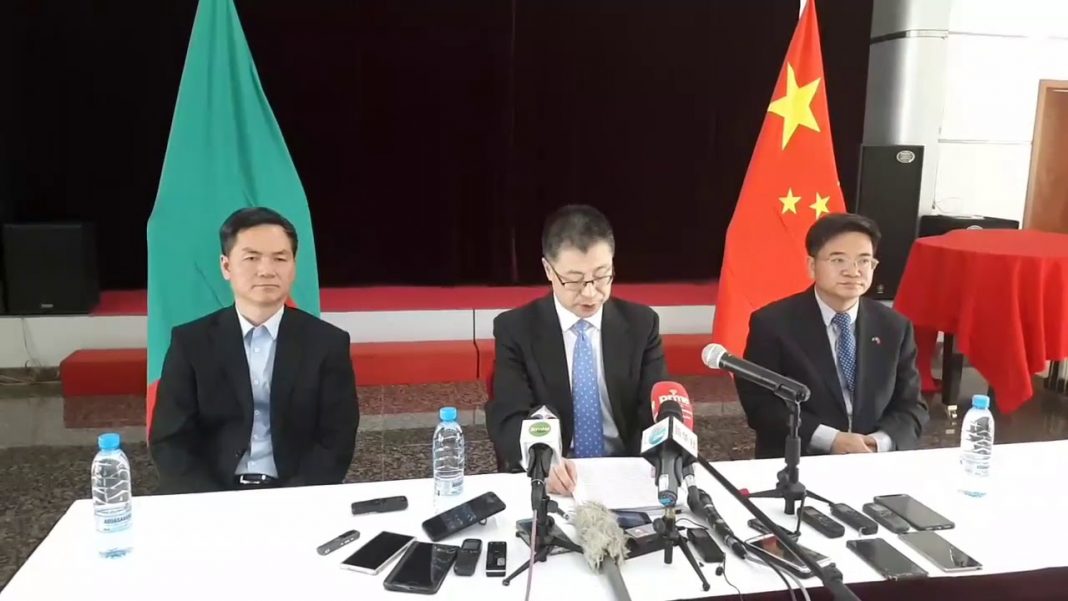 Chinese Ambassador to Zambia H.E Li Jie addressing the media
