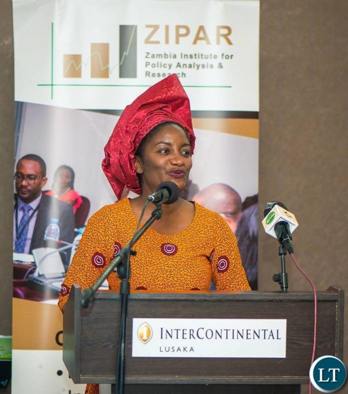 Dr. Pamela Nakamba Kabaso - Executive Director ZIPAR speaking at the 2019 National Budget Analysis Breakfast Meeting at Intercontinental Hotel recently