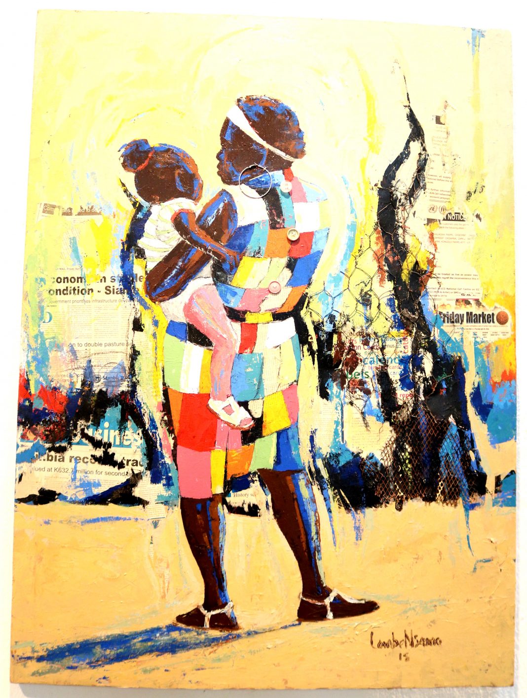 The Zambian woman and child on canvas: Paintings by award winning artist Nsama Lombe