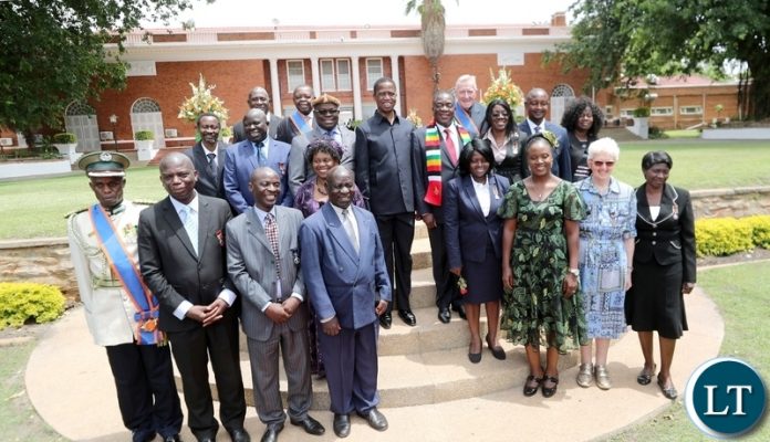 President Edgar Lungu pose for an official photograph with recipients of Honours and Awards on the occasion to mark Zambia's 54th Independence anniversary at State House on Wednesday, 24th October, 2018. Picture by Eddie Mwanaleza/State House President Edgar Lungu pose for an official photograph with recipients of Honours and Awards on the occasion to mark Zambia's 54th Independence anniversary at State House on Wednesday, 24th October, 2018. Picture by Eddie Mwanaleza/State House