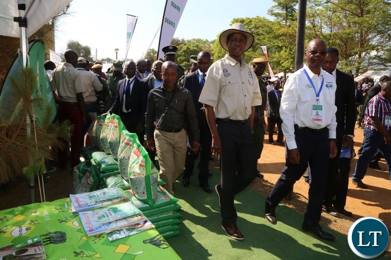 President Edgar Lungu tours the Exhibition stands before the official opening of the Central Province Investment Forum and Expo in Kapiri District