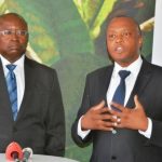 Director of British American Tobacco,Godfrey Machanzi(r) addressing the media during the tour of cigarette manufacturing factory company which has invested over $ 25 million in construction at the Multi Facility Economic Zone in Lusaka.Looking on is Head of operations,Jerry Chivambo