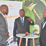 Head of legal,Mdu Lokotfwako(left) at the media briefing on manufacturing factory company which has invested over $ 25 million in construction at the Multi Facility Economic Zone in Lusaka.Looking on is Head of operations,Jerry Chivambo(m). Director British American Tobacco,Godfrey Machanzi(r)