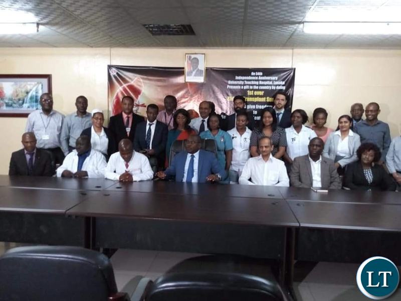 The team at UTH during first-ever kidney transplant surgery in the Zambia