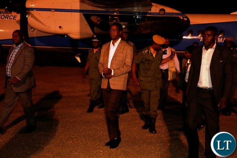 President Edgar Lungu arrives from Western Province at City Airport yesterday 18-11-2018. Picture by ROYD SIBAJENE/ZANIS