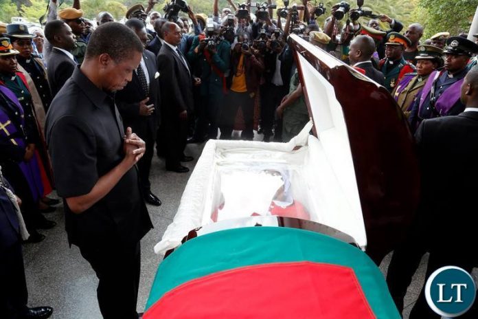 President Edgar Chagwa Lungu (left) pays his last respect to Late Freedom Fighter and Member of the Central Committee in UNIP Government Mama Chibesa Kankasa at the Anglican Cathedral of the Holy Cross in Lusaka on Saturday,November 3,2018. PICTURE BY SALIM HENRY/STATE HOUSE ©2018 President Edgar Chagwa Lungu (left) pays his last respect to Late Freedom Fighter and Member of the Central Committee in UNIP Government Mama Chibesa Kankasa at the Anglican Cathedral of the Holy Cross in Lusaka on Saturday,November 3,2018. PICTURE BY SALIM HENRY/STATE HOUSE ©2018
