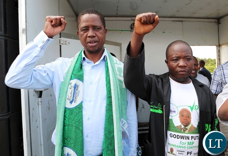 President Edgar Lungu at Chilomo School ground rally in Mangango