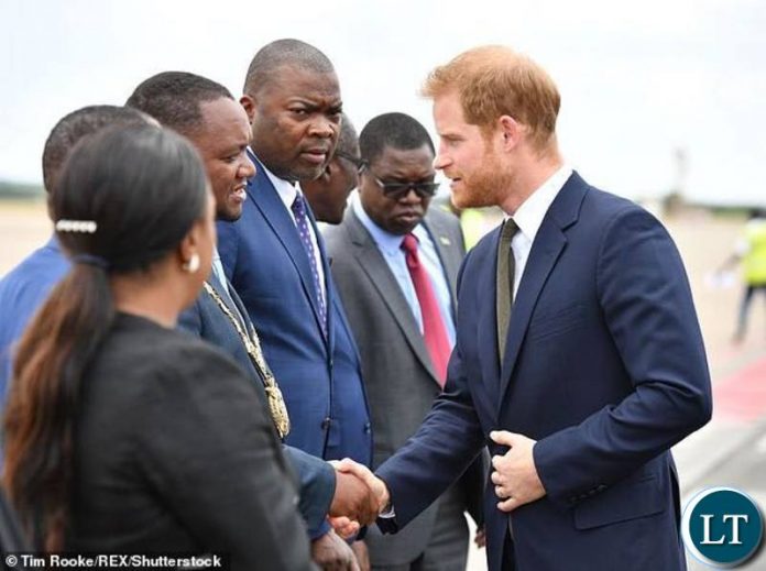 Prince Harry being Welcomed by Lusaka Mayor Miles Sampa