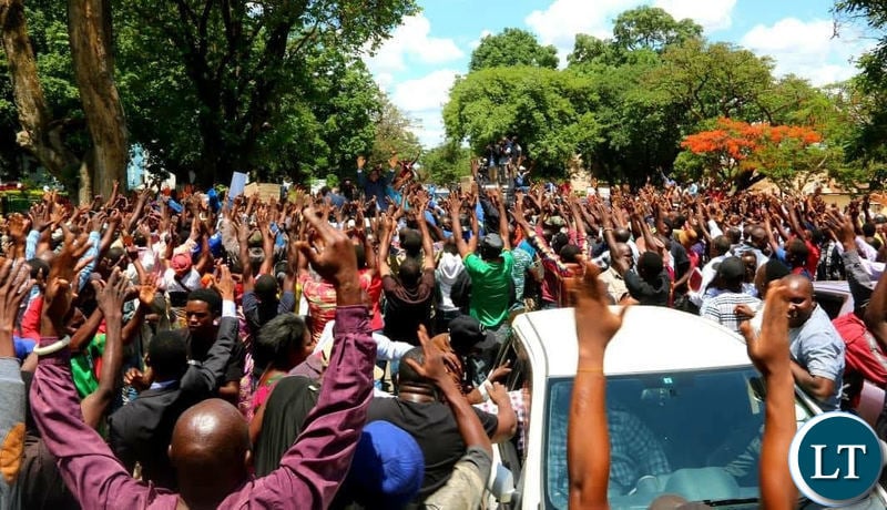 Scores of UPND sympathizers cheering for HH