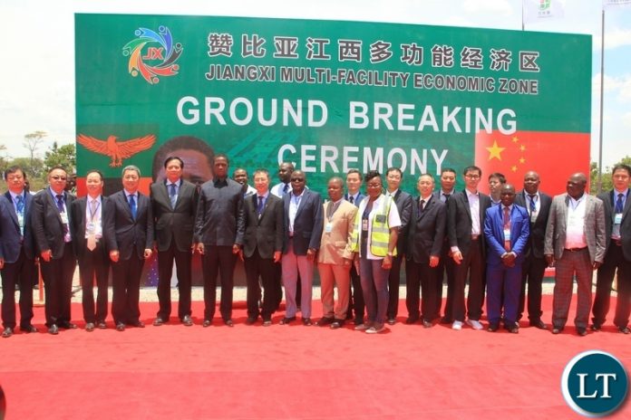 President Edgar Lungu pose for a photo with government and Chinese officials after the ground breaking ceremony of Jiangxi Multi facility Economic Zone in Chibombo