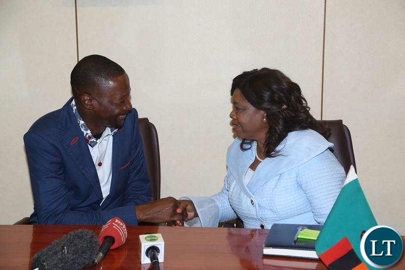 Minister of Religious Affairs Godfridah Sumaili welcomes Prophet Emmanuel Makandiwa when he called on the Minister at Government Complex