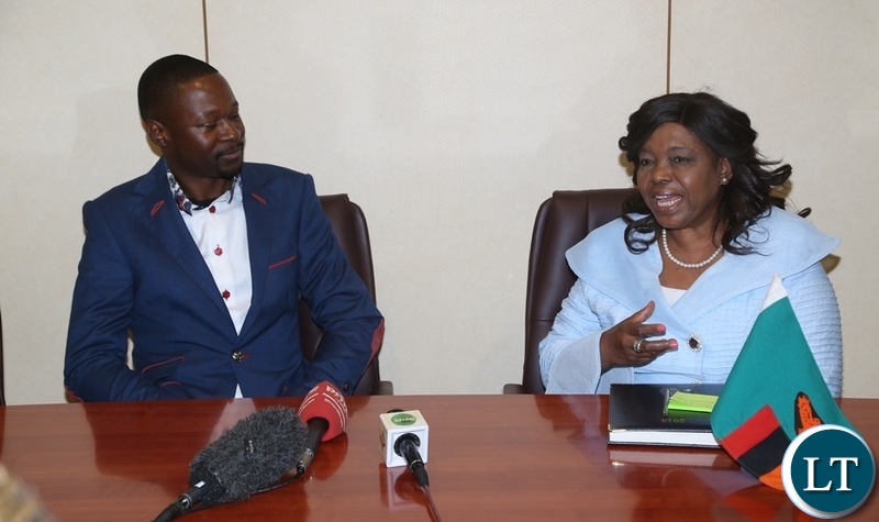 Minister of Religious Affairs Godfridah Sumaili confers with Prophet Emmanuel Makandiwa when he called on the Minister at Government Complex