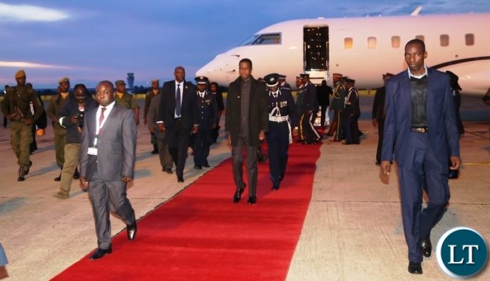 President Edgar Lungu on his arrival at Kenneth Kaunda International Airport from Japan state visit