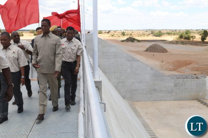President Edgar Lungu inspects the Mwomboshi Dam in Chisamba funded by World Bank $28.3 million shortly after Commissioning the dam President Edgar Lungu inspects the Mwomboshi Dam in Chisamba funded by World Bank $28.3 million shortly after Commissioning the dam