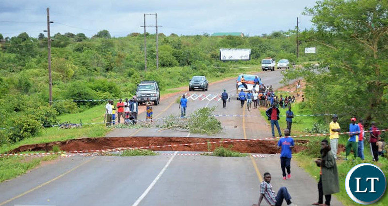 The washed away Msuzi bridge in Lundazi