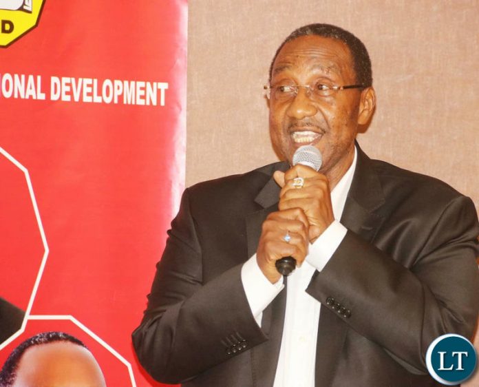 UPND Vice President Geoffrey Bwalya Mwamba delivers his remarks during the UPND 20th anniversary dinner on Friday night