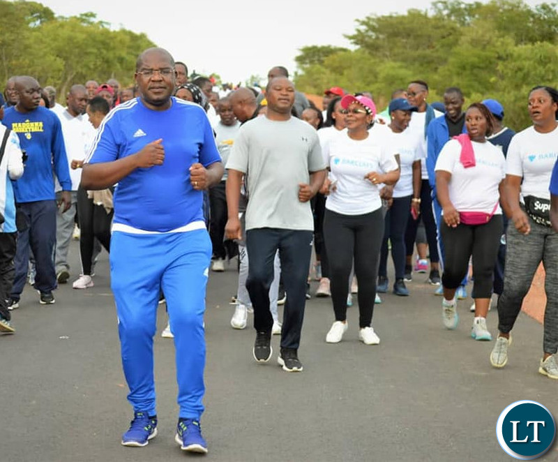 Minister of Health Chitalu Chilufya during the Jog