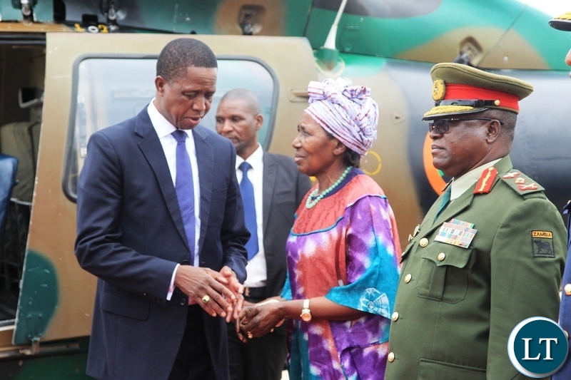 President Edgar Lungu bids farewell to Veep Inonge Wina before departure for Japan at Kenneth Kaunda International Airport
