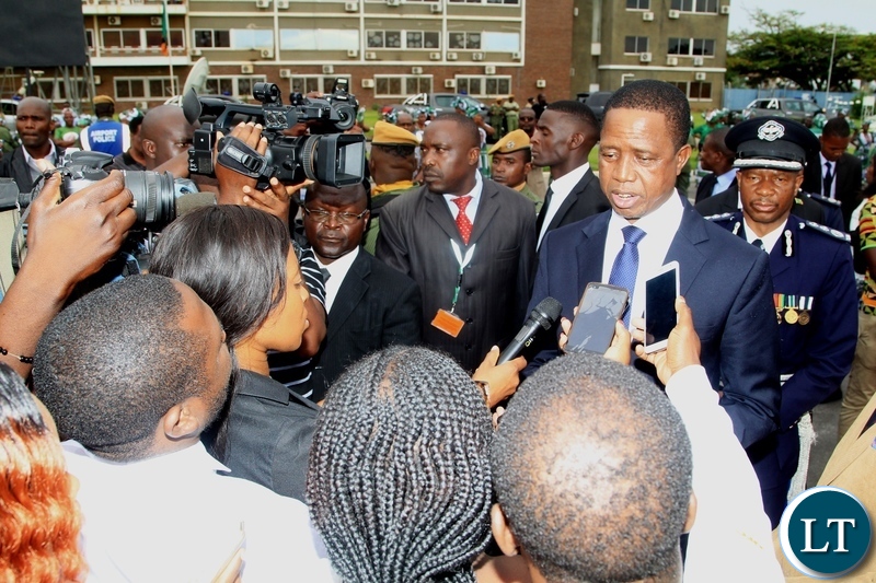 President Edgar Lungu in an interview with Journalists before departure for Japan at Kenneth Kaunda International Airport