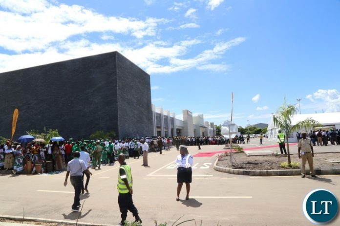 President Edgar Lungu tours the building before he officially opened the Edgar Chagwa Mall in Kitwe
