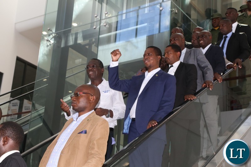 President Edgar Lungu tours the building before he officially opened the Edgar Chagwa Mall in Kitwe