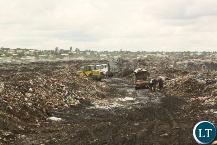 Garbage trucks off-loading solid waste at the Chunga landfill on Thursday, 10th December, 2019 following clearing of the passage within the landfill which is the main dumping site in Lusaka. – Picture by Barnabas Zulu Garbage trucks off-loading solid waste at the Chunga landfill on Thursday, 10th December, 2019 following clearing of the passage within the landfill which is the main dumping site in Lusaka. – Picture by Barnabas Zulu