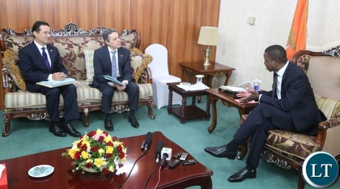 President Edgar Lungu confers with Federal Councillor and head of the department for foreign affairs of Switzerland Mr. Ignazio Cassis at State House shortly before the meeting President Edgar Lungu confers with Federal Councillor and head of the department for foreign affairs of Switzerland Mr. Ignazio Cassis at State House shortly before the meeting