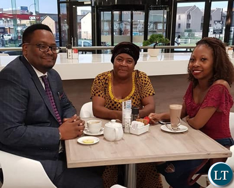Emmanuel Mwamba, Mrs. Betty Mulongoti and daughter, Juliana Mulongoti at the Hospital Cafe.