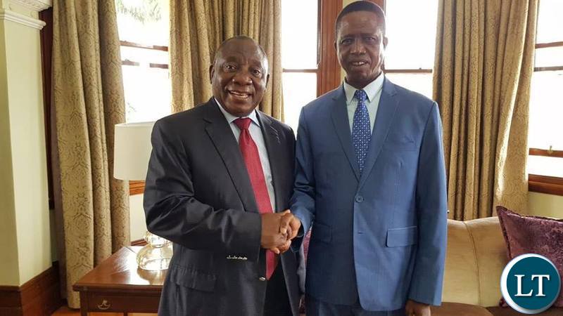 President Lungu with South African President Cyril Ramaposa