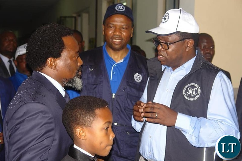 Head of the SADC Observer Mission in the Democratic Republic of Congo, and Zambia's Minister of Forrign Affairs Hon. Joseph Malanji led a team to observe the casting of votes. In the Picture , the Minister with outgoing President Joseph Kabila