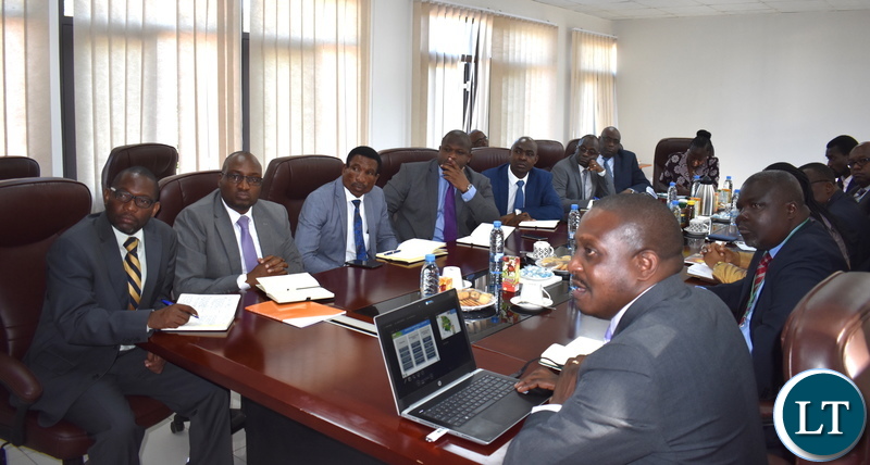 Zambian delegation on teh left listen to AfDB presentation 21-02-2019. MNDP