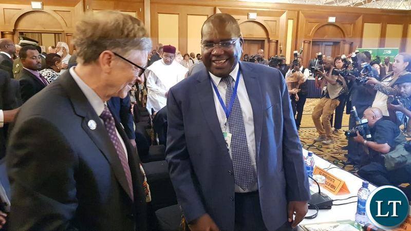 Health Minister Dr Chilufya Chitalu with Microsoft Co-Founder Bill gates