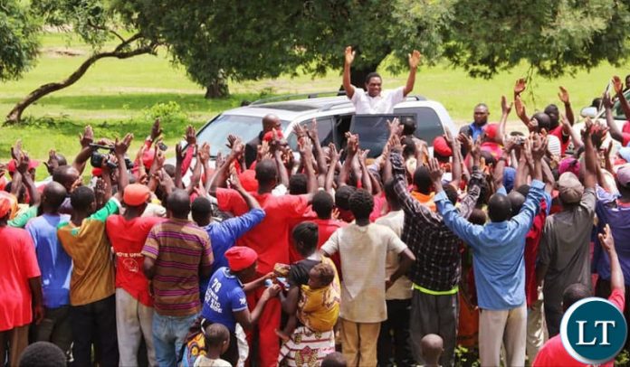 HH waves the UPND symbol to the Villagers in Milanzi Constituency in the Eastern Province who welcomed him HH waves the UPND symbol to the Villagers in Milanzi Constituency in the Eastern Province who welcomed him