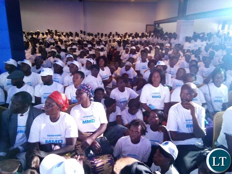 Felix Mutati speaking at a Copperbelt provincial MMD card renewal
