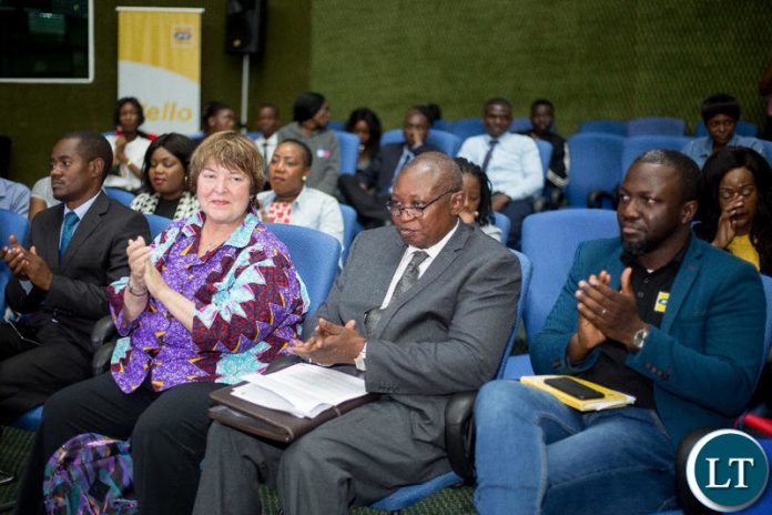 Left to right: David Musonda, Betty Wilkinson (CEO FSD Zambia) Caleb Fundanga and EdmundaBurwuah (MTN)