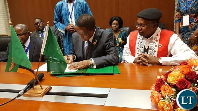 President Lungu at the Signing Ceremony of the Africa Free Trade Area