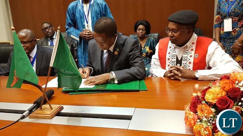 President Lungu at the Signing Ceremony of the Africa Free Trade Area