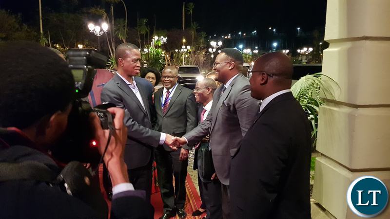 President Lungu being welcomed in Ethiopia by Zambia Officials