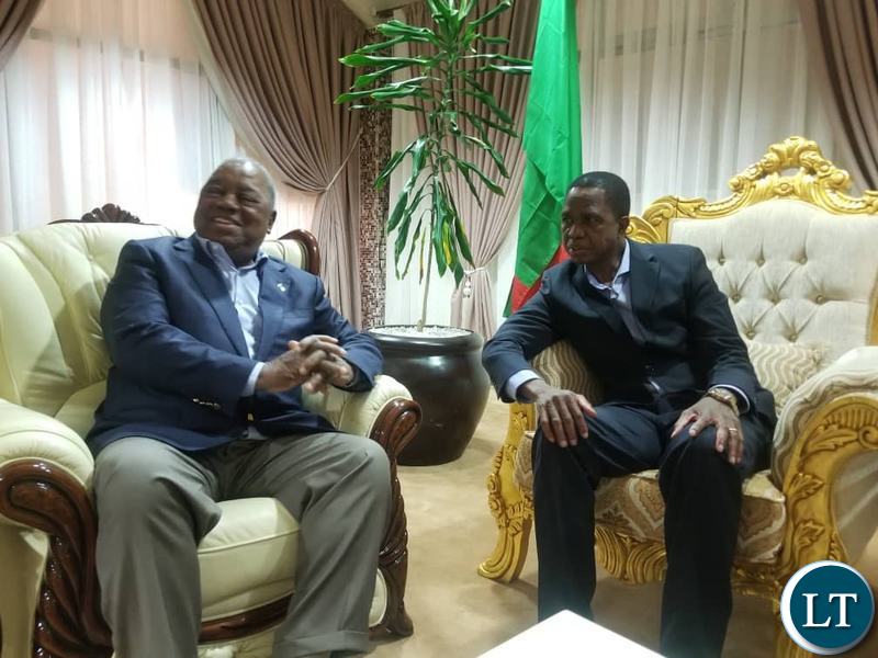 Former President Rupiah Banda with President Lungu in Ethiopia