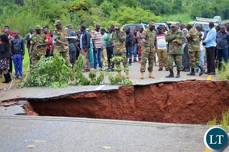 Government Delegation led by Presidential Affairs Minister Hon Freedom Sikazwe inspecting the washed away bridge